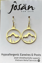 14 Karat Gold Plated Mountain & Tree Outline Earrings